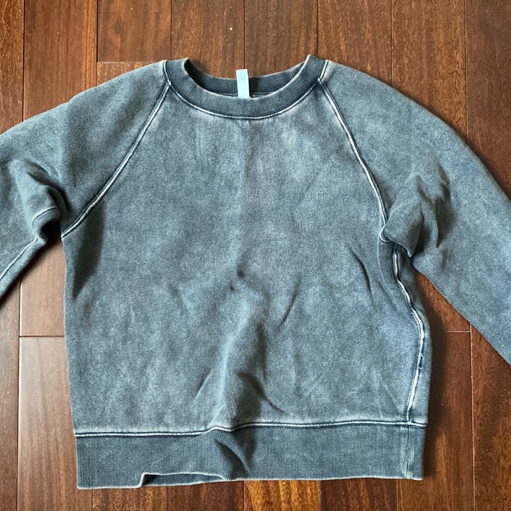 Free people black acid wash cropped crewneck